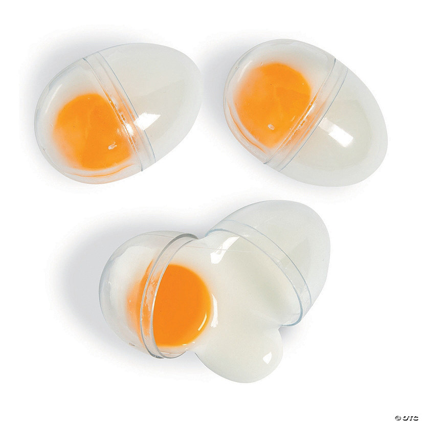 2 1/2" Egg Yolk Slime-Filled Plastic Easter Eggs - 12 Pc. Image
