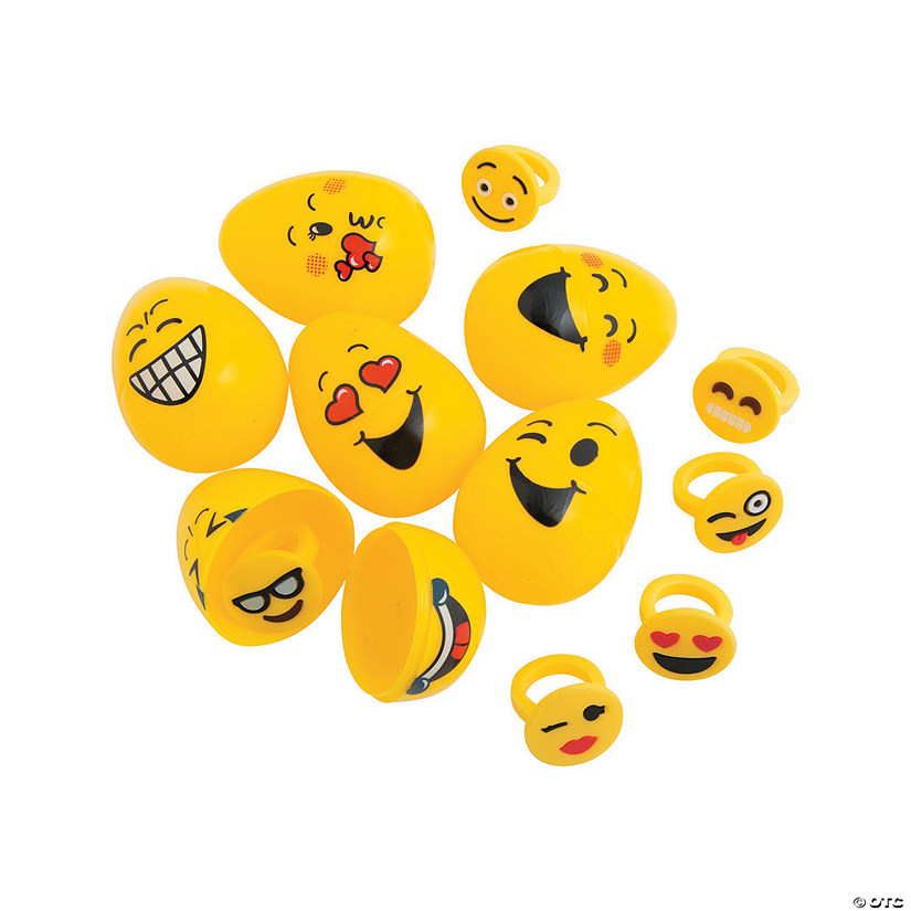 2 1/2" Emoji Ring-Filled Plastic Easter Eggs - 12 Pc. Image
