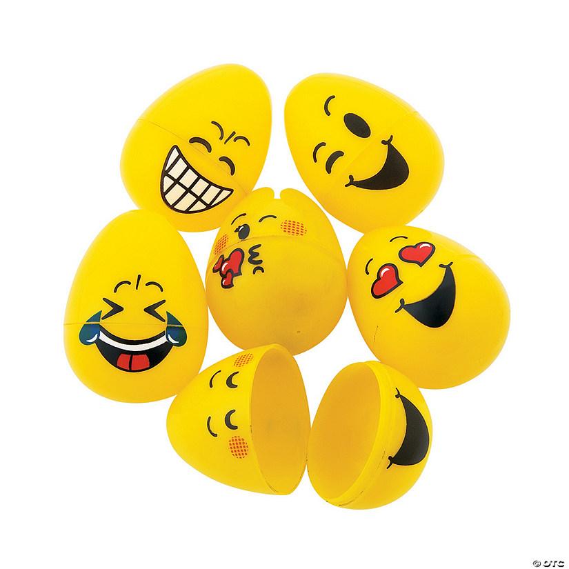 2 1/2" Face Emoji Plastic Easter Eggs - 48 Pc. Image