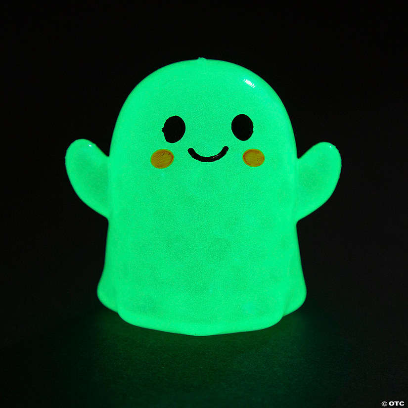 2 1/2" Glow-in-the-Dark Ghost Gel Bead Vinyl Squeeze Toys - 12 Pc. Image