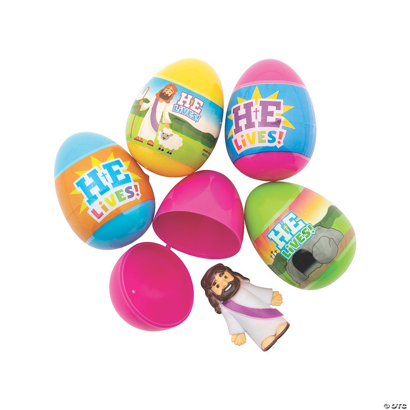 2 1/2" He Lives Toy-Filled Plastic Easter Eggs - 24 Pc. Image