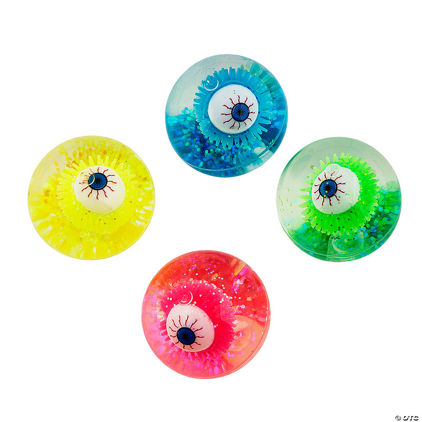 2 1/2" Light-Up Eyeball Glitter-Filled Rubber Bouncy Balls &#8211; 12 Pc. Image