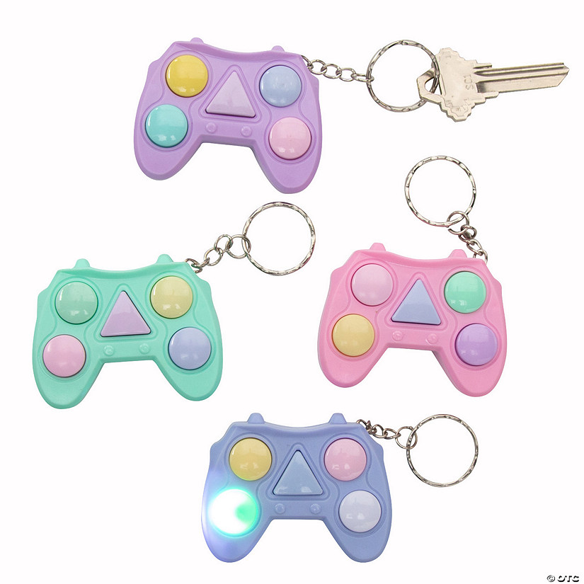 2 1/2" Light-Up Pastel Game Controller Memory Game Fidget Toy Keychains - 12 Pc. Image