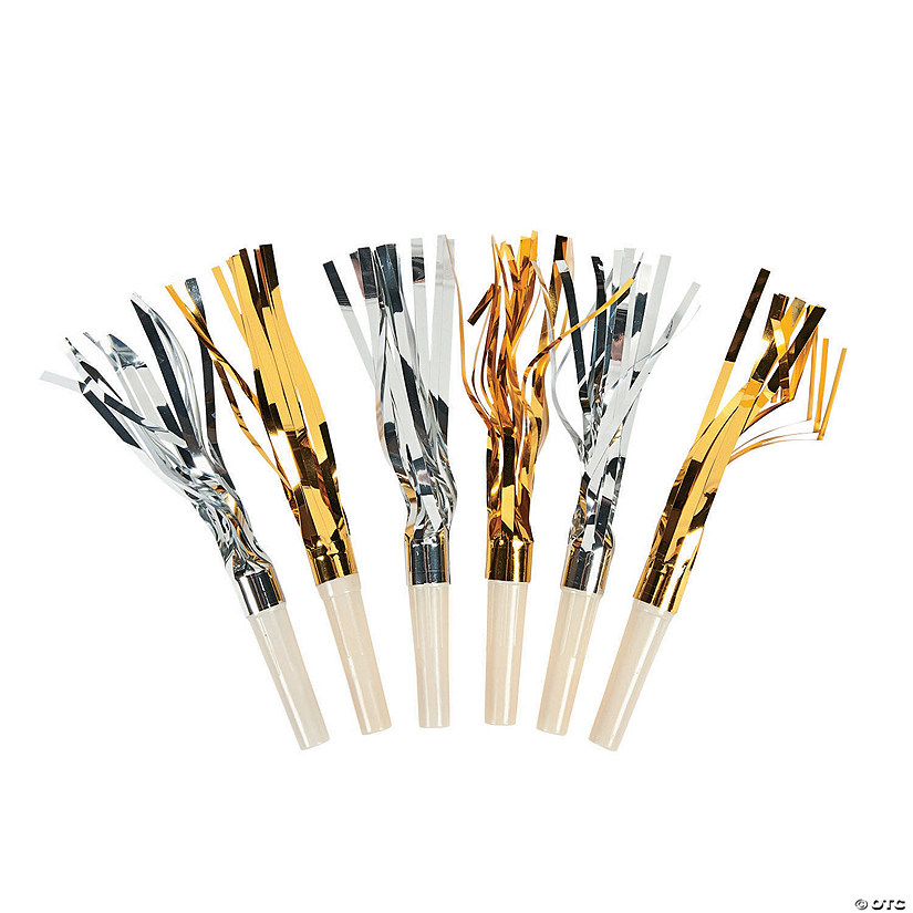 2 1/2" Metallic Gold & Silver Foil Fringe Blowouts - 24 Pc. Image