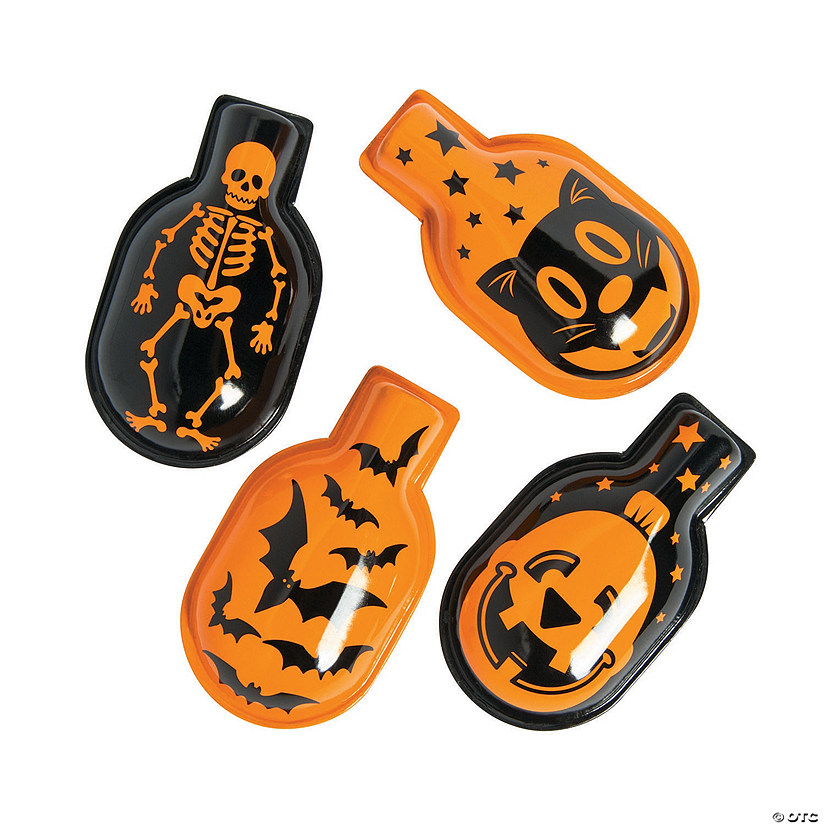 2 1/2" Mini Halloween Character Black & Orange  Metal Clicker Toys - 12 Pc. Image