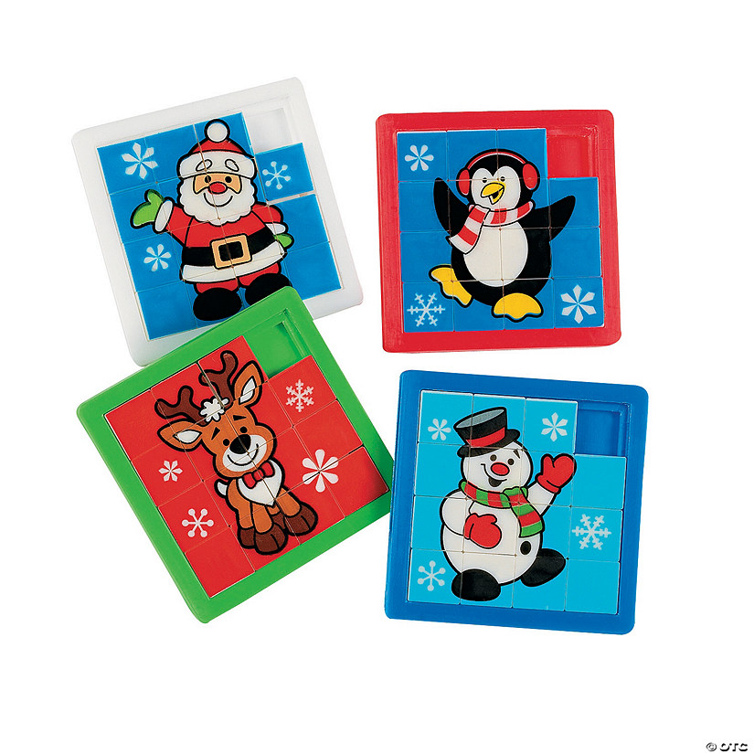 2 1/2" Mini Holiday Characters Plastic Slide Puzzles - 12 Pc. Image