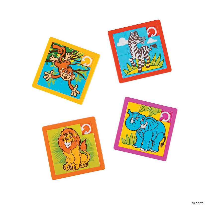 2 1/2" Mini Zoo Animal Plastic Slide Puzzles - 12 Pc. Image