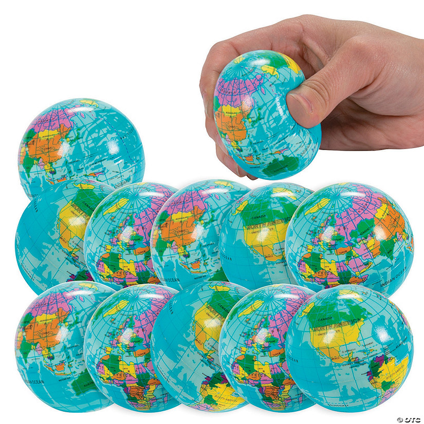 2 1/2" Multicolored Globe Foam Stress Balls - 12 Pc. Image