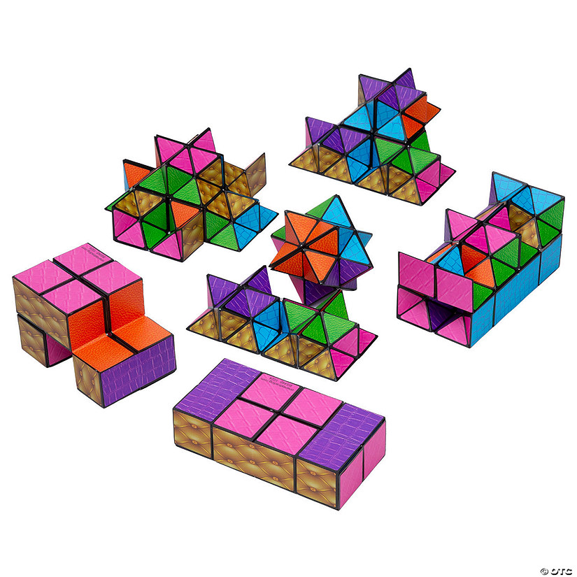 2 1/2&quot; Patterned Infinity Magic Cube Plastic Fidget Toys - 6 Pc. Image