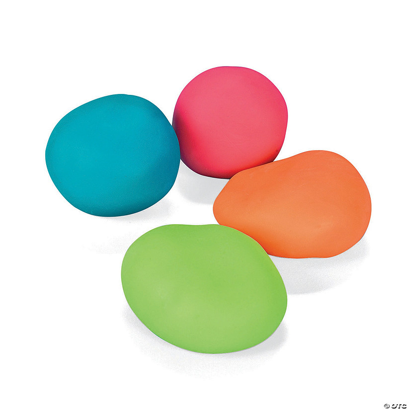 2 1/2" Pink, Orange, Blue & Green Neon Vinyl Stretch Balls - 4 Pc. Image