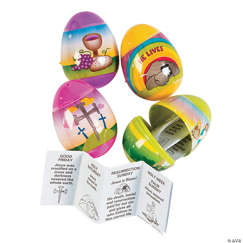 2 1/2" Resurrection Story-Filled Plastic Easter Eggs - 12 Pc. Image