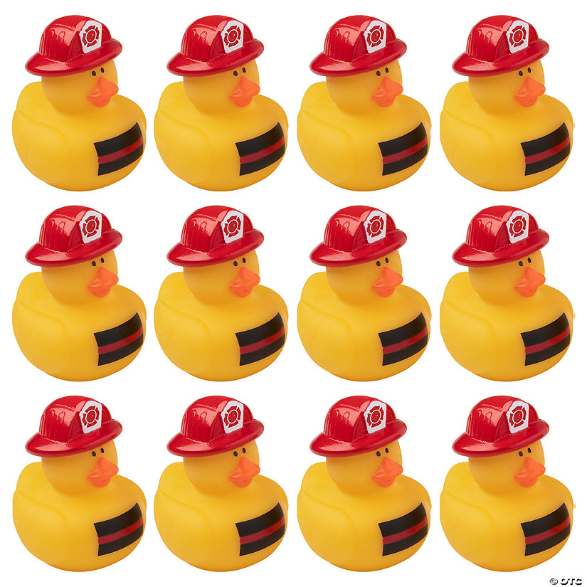 2 1/2" Thin Red Line Firefighter Awareness Rubber Ducks &amp;#8211; 12 Pc. Image