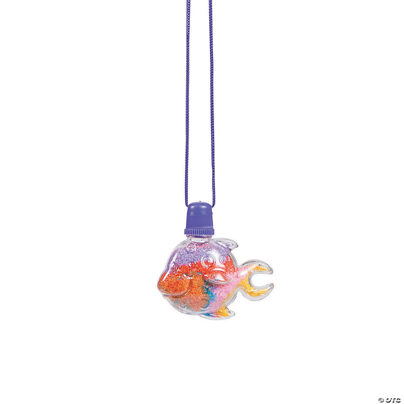 2 1/2" Tropical Fish Sand Art Plastic Bottle Necklaces - 12 Pc. Image