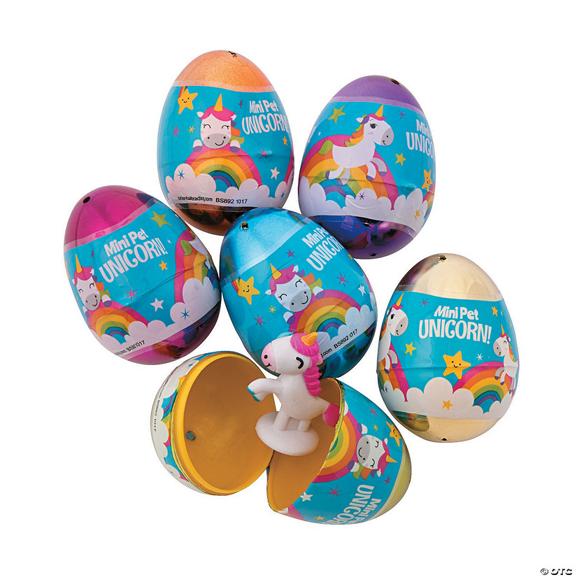 2 1/2" Unicorn Toy-Filled Plastic Easter Eggs - 12 Pc. Image
