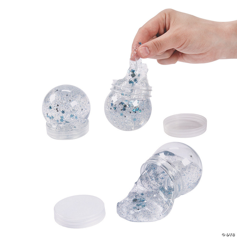 2 1/2" Winter Glitter Snow Globe Slime Containers - 12 Pc. Image