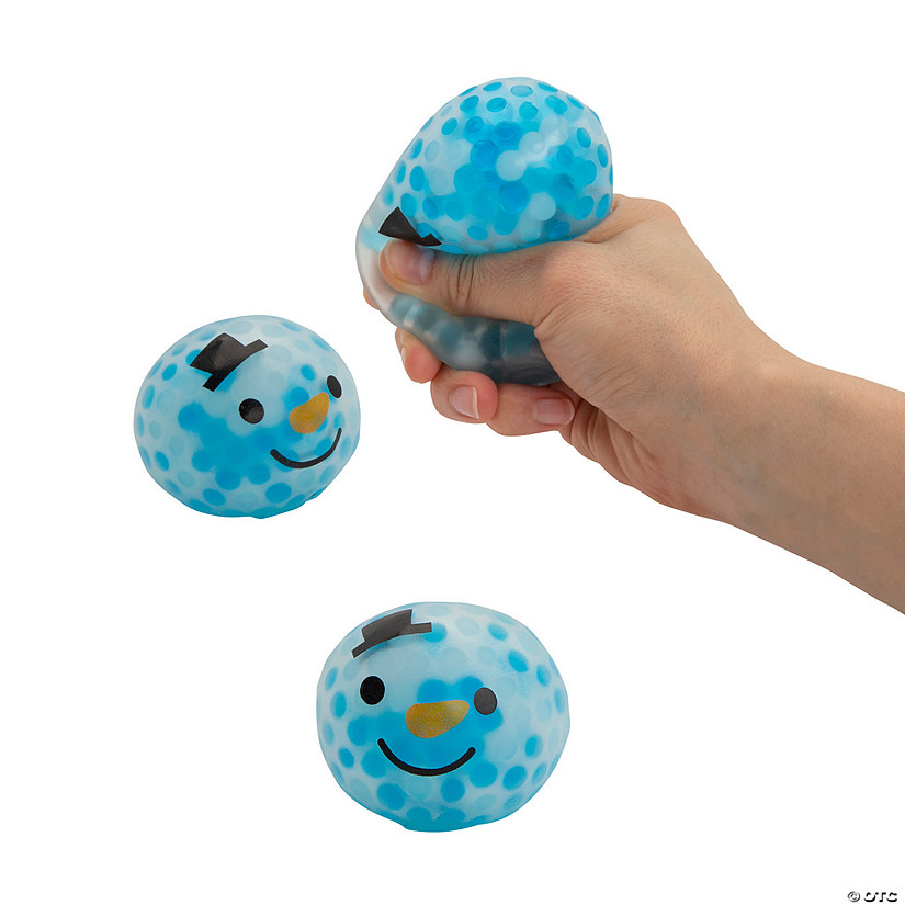 2 1/2" Winter Snowman Blue & White Gel Bead Squeeze Balls - 12 Pc. Image