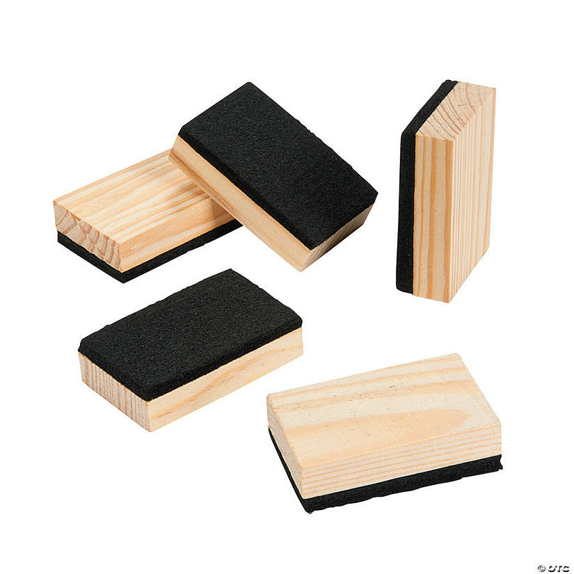 2 1/2" x 1/2" Mini White Board Dry Erase Wood-Backed Erasers - 12 Pc. Image