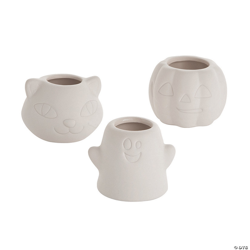 2 1/2" x 2" DIY Mini Ceramic Halloween Character Planters - 12 Pc. Image