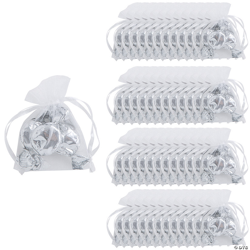 2 1/2" x 3 1/2" Bulk 150 Pc. Mini White Organza Drawstring Treat Bags Image