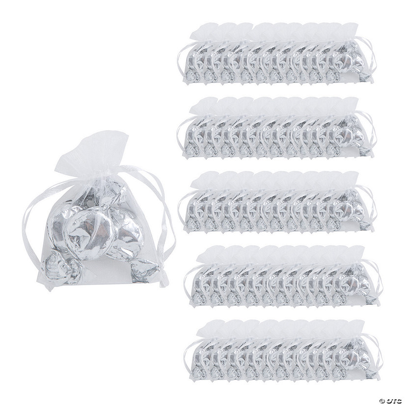 2 1/2" x 3 1/2" Bulk 50 Pc. Mini White Organza Drawstring Treat Bags Image