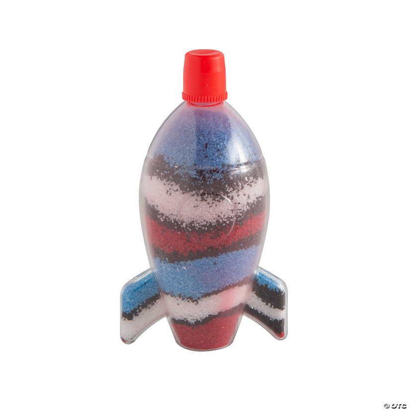 2 1/2" x 3 1/2" Rocket Ship Sand Art Plastic Bottles - 12 Pc. Image