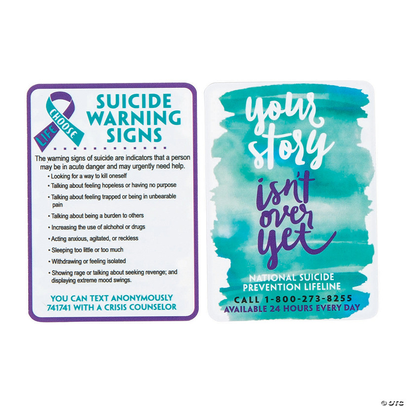 2 1/2" x 3 1/2" Suicide Awareness Plastic Wallet Cards - 36 Pc. Image