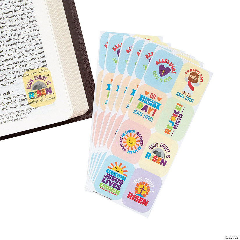 2 1/2" x 6 1/2" Bulk 48 Pc. Religious Easter Transparent Sticker Sheets Image