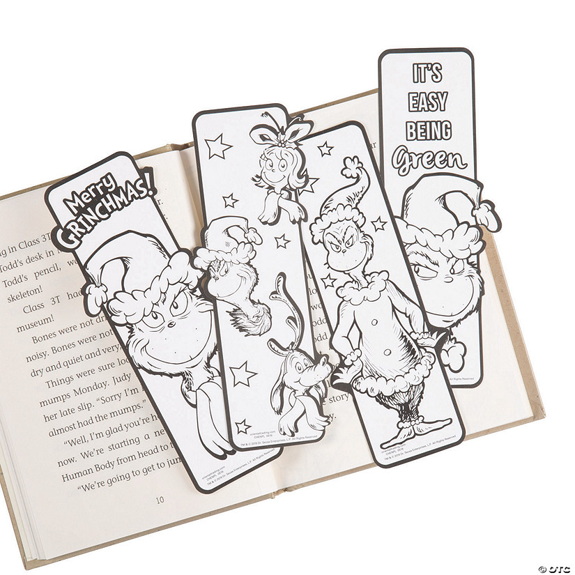 2 1/2" x 7" Bulk 48 Pc. Color Your Own Dr. Seuss&#8482; The Grinch Bookmarks Image