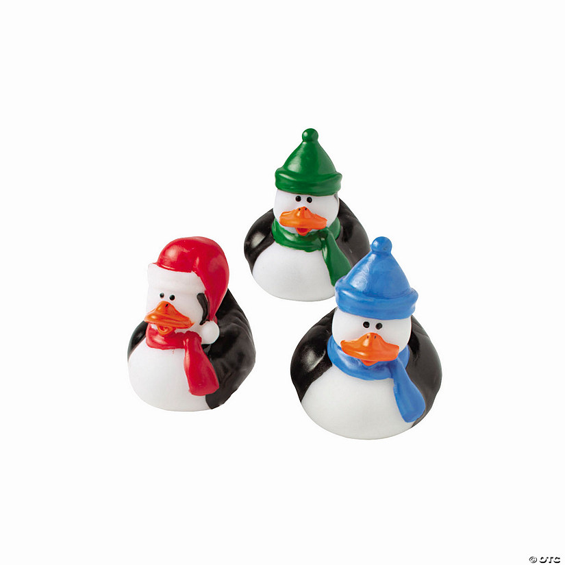 2 1/4" - 2 1/2" Penguin with Hat & Scarf Rubber Ducks - 12 Pc. Image