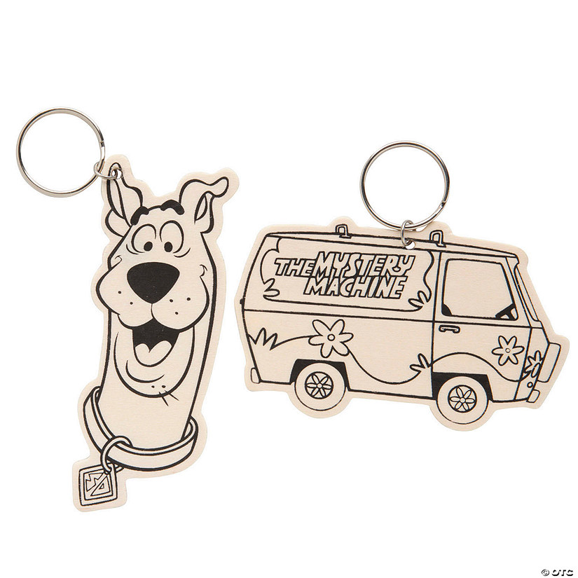 2 1/4&quot; &amp;#8211; 3 3/4&quot; Color Your Own Unfinished Wood Scooby-Doo!&amp;#8482; &amp; Mystery Machine Keychains - 12 Pc. Image