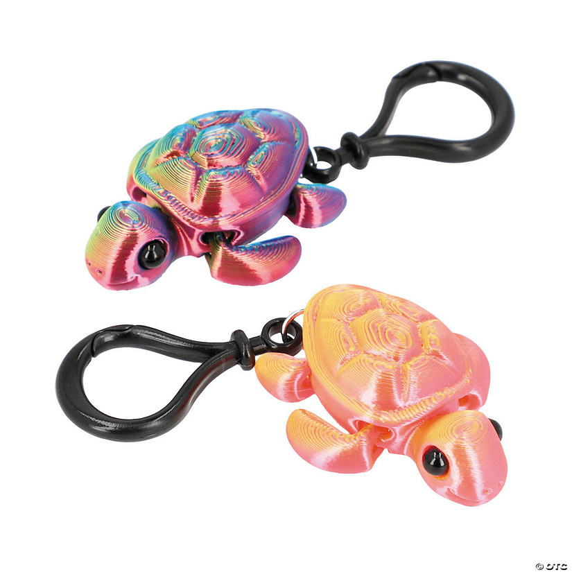 2 1/4" 3D-Printed Sea Turtle Plastic Keychains - 6 Pc. Image