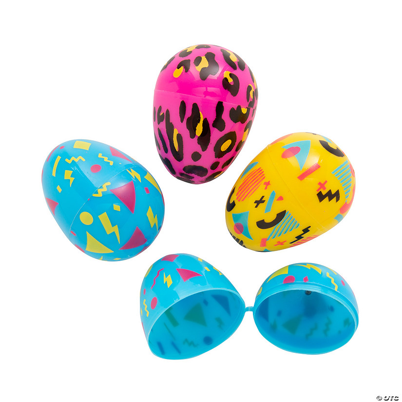 2 1/4" 90s Print Plastic Easter Eggs - 24 Pc. Image