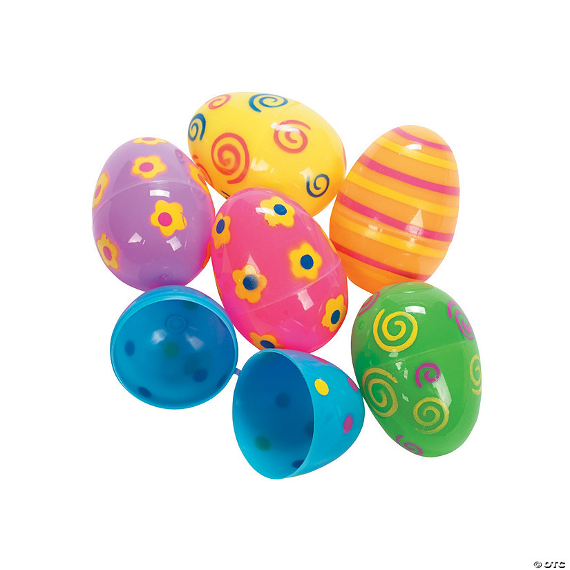2 1/4" Bright Printed Plastic Easter Eggs - 72 Pc. Image
