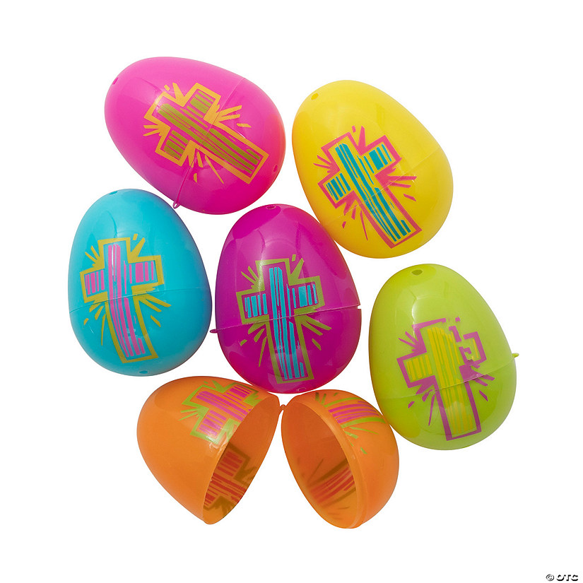 2 1/4" Bright Religious Plastic Easter Eggs - 72 Pc. Image