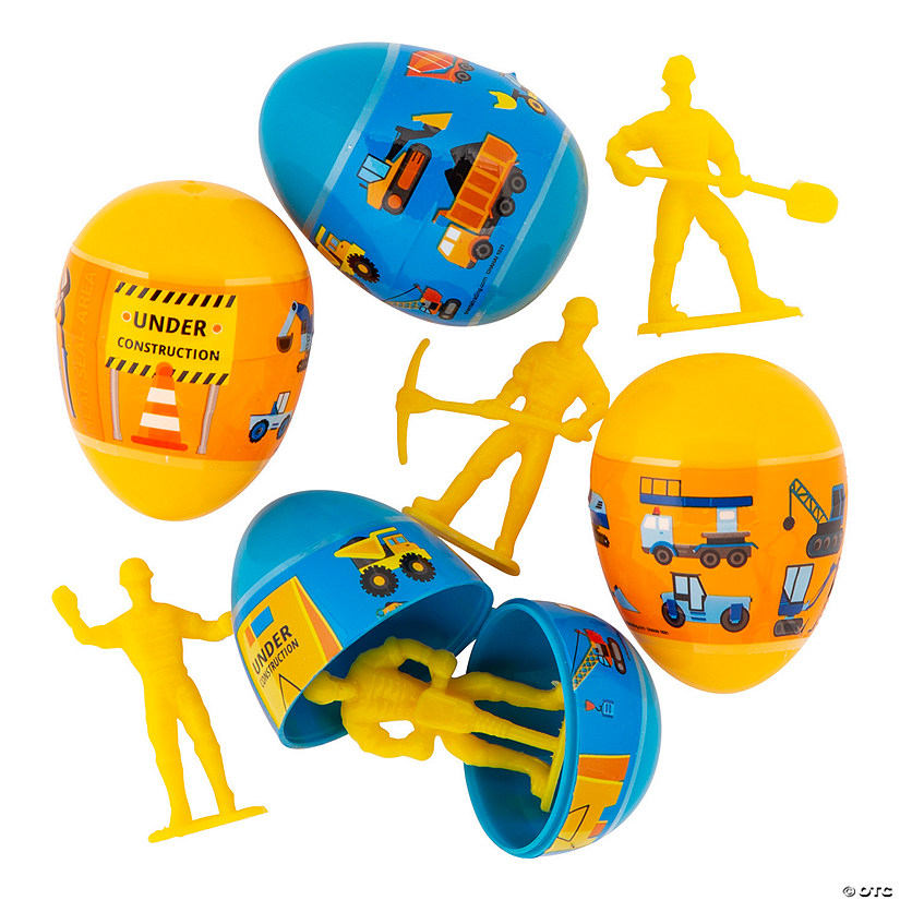2 1/4" Bulk 144 Pc. Construction Toy-Filled Plastic Easter Eggs Image