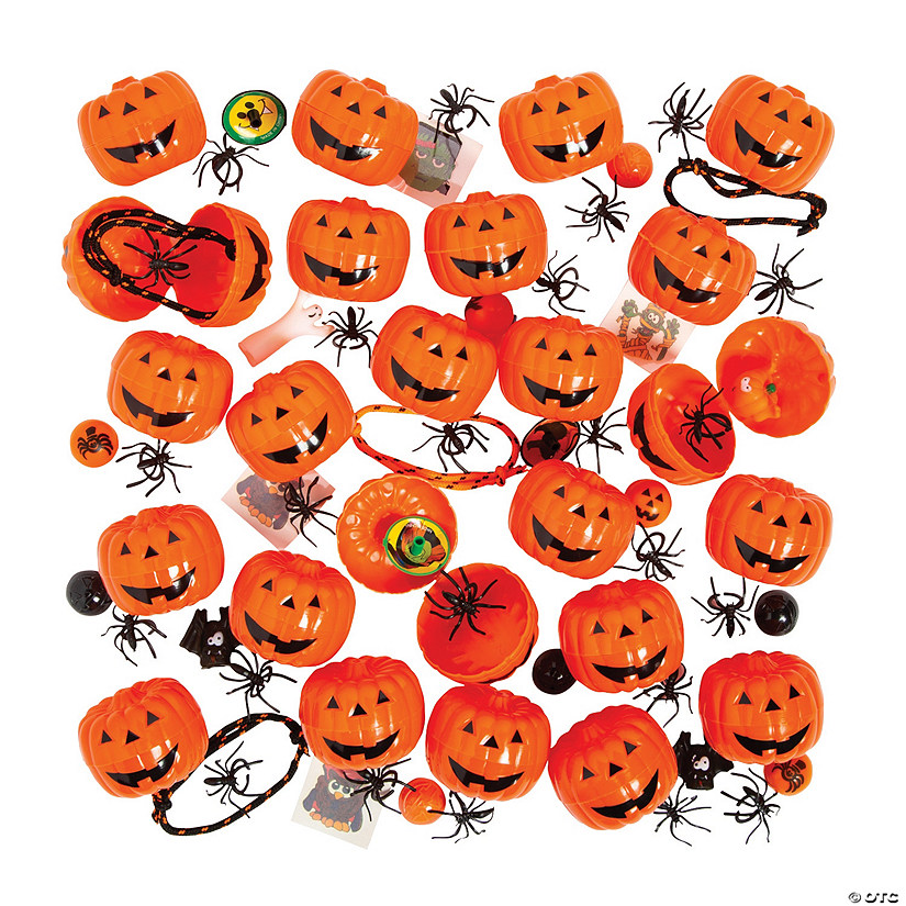 2 1/4" Bulk Toy-Filled Plastic Orange Jack-O&#8217;-Lanterns - 144 Pc. Image