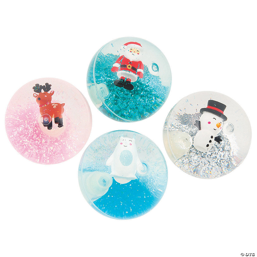 2 1/4" Christmas Character Glitter-Filled Water Bouncy Balls - 12 Pc. Image