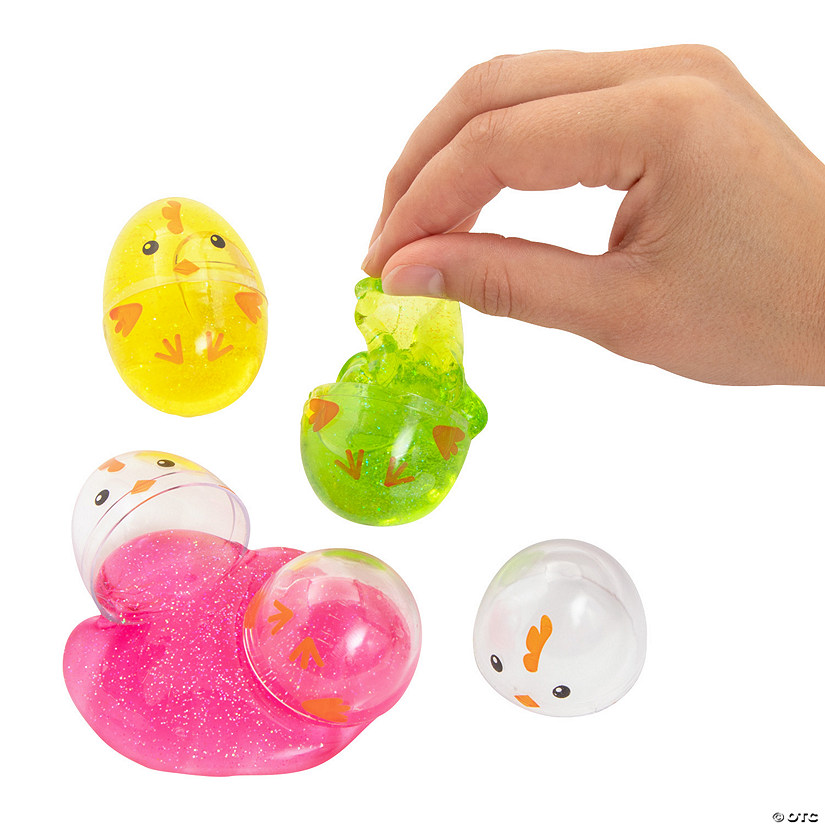 2 1/4" Easter Glitter PuttyFilled Eggs 12 Pc.