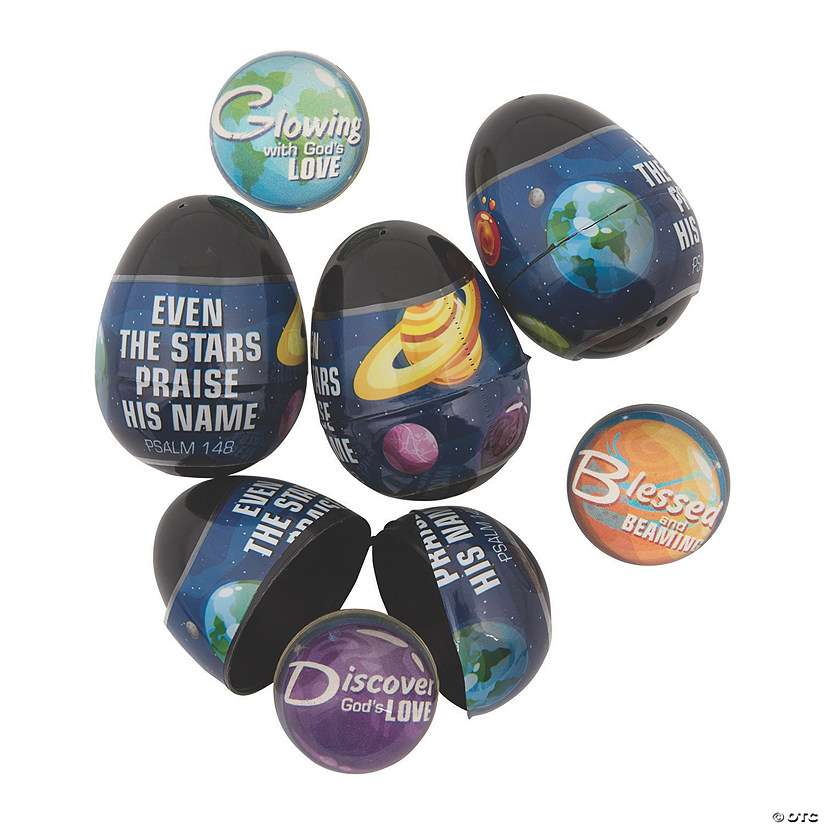 2 1/4" God&#8217;s Galaxy Bouncy Ball-Filled Plastic Easter Eggs - 12 Pc. Image