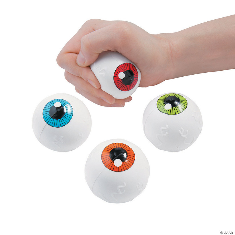 2 1/4" Human Eyeball White Foam Stress Balls - 12 Pc. Image