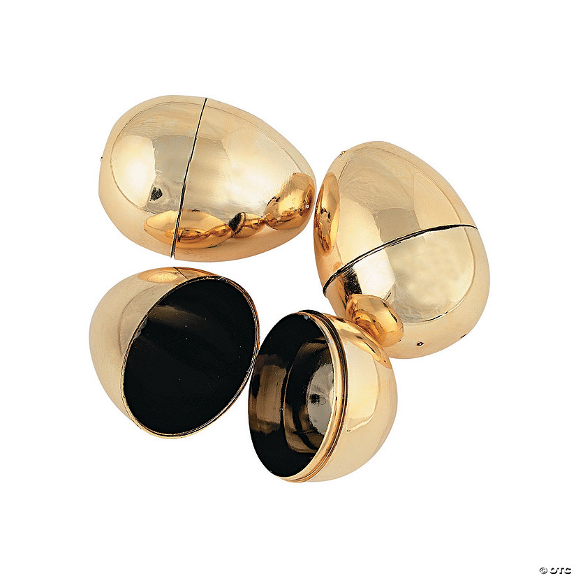2 1/4" Metallic Golden Plastic Easter Eggs - 12 Pc. Image
