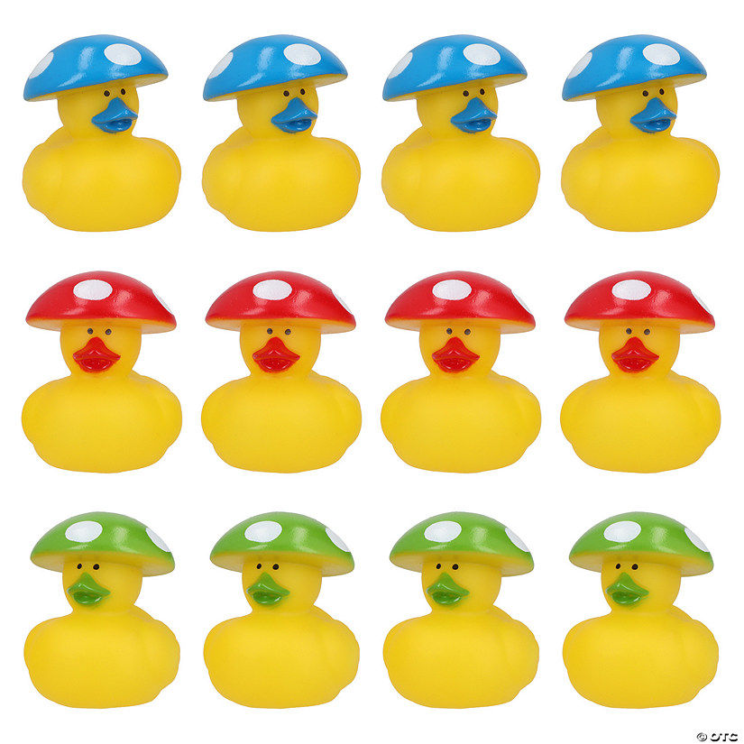 2 1/4" Multicolor Mushroom-Themed Rubber Ducks &amp;#8211; 12 Pc.  Image