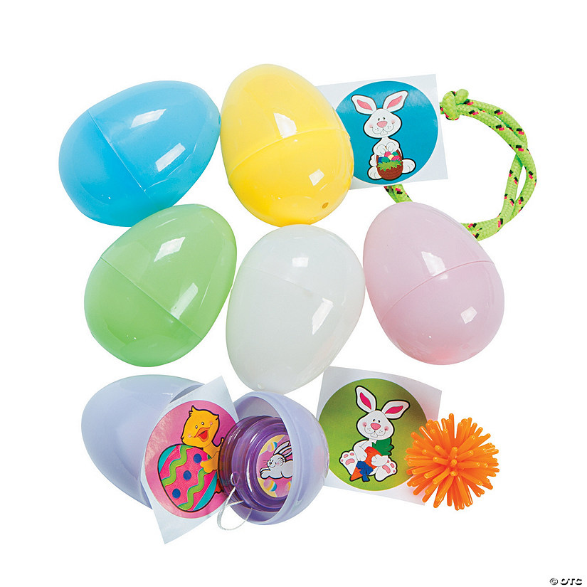 2 1/4" Pastel Toy-Filled Plastic Easter Eggs - 24 Pc. Image
