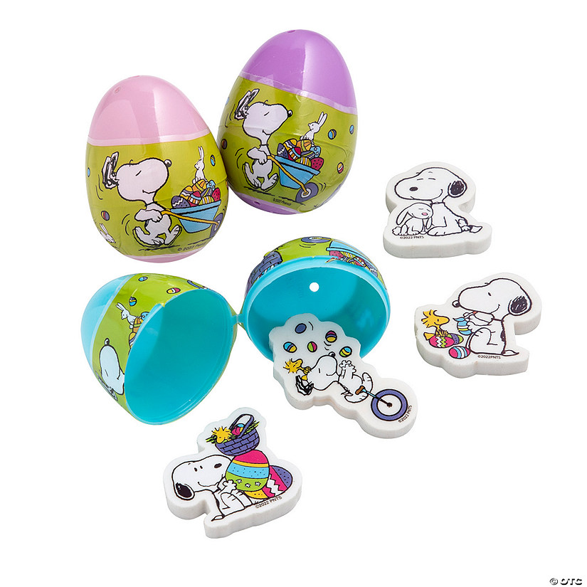2 1/4" Peanuts&#174; Eraser-Filled Plastic Easter Eggs &#8211; 12 Pc. Image
