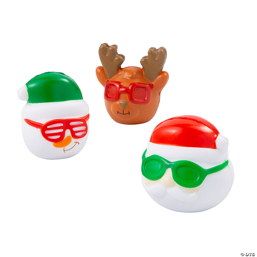 2 1/4" x 2 1/2" Christmas Santa, Snowman & Reindeer  Slow-Rising Foam Stress Toys - 12 Pc. Image