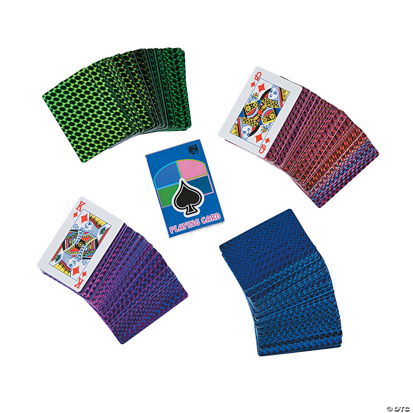 2 1/4" x 3 3/4" Holographic Color Pattern Playing Cards - 12 Pc. Image