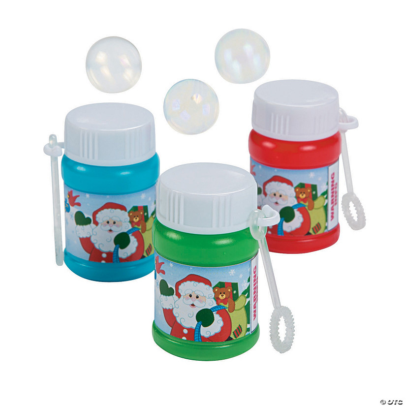 2" 1 oz. Mini Holiday Plastic Bubble Bottles with Wand - 24 Pc. Image