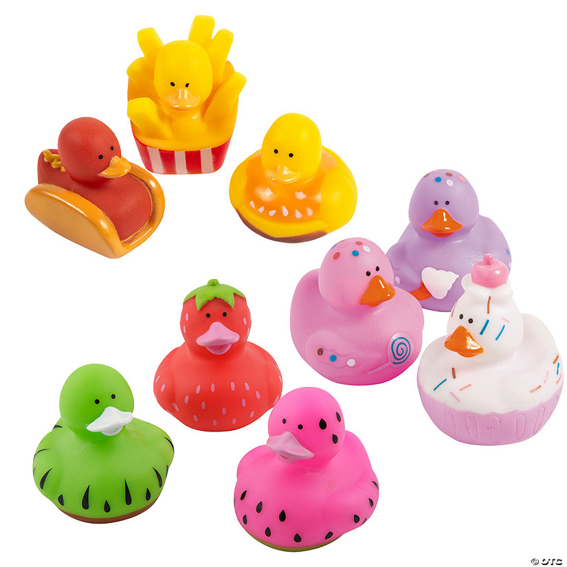 2&quot; - 2 1/2&quot; Colorful Food Rubber Duck Assortment - 36 Pc. Image