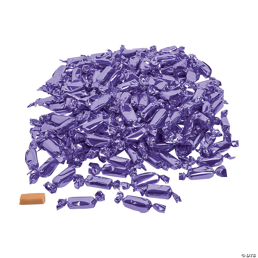 2" 2 lbs. Purple Foil-Wrapped Caramel Chewy Candies - 189 Pc. Image