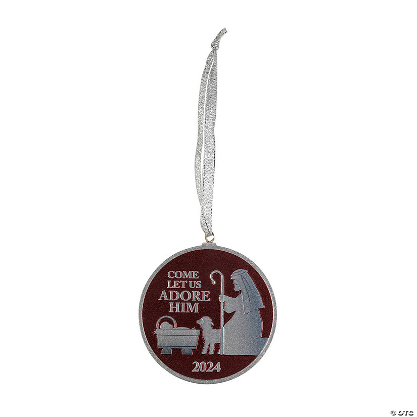 2 3/4" 2024 Religious Come Let Us Adore Him Resin Christmas Ornament